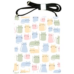 Cute Cat Colorful Cartoon Doodle Seamless Pattern Shoulder Sling Bag by Vaneshart