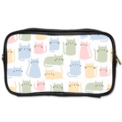 Cute Cat Colorful Cartoon Doodle Seamless Pattern Toiletries Bag (one Side) by Vaneshart