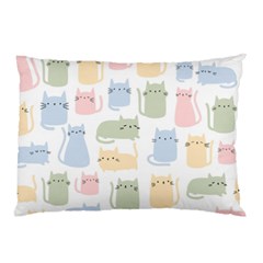 Cute Cat Colorful Cartoon Doodle Seamless Pattern Pillow Case (two Sides) by Vaneshart