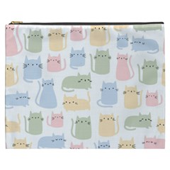 Cute Cat Colorful Cartoon Doodle Seamless Pattern Cosmetic Bag (xxxl) by Vaneshart