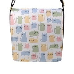 Cute Cat Colorful Cartoon Doodle Seamless Pattern Flap Closure Messenger Bag (l) by Vaneshart