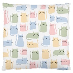 Cute Cat Colorful Cartoon Doodle Seamless Pattern Large Flano Cushion Case (two Sides) by Vaneshart