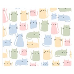 Cute Cat Colorful Cartoon Doodle Seamless Pattern Double Sided Flano Blanket (small)  by Vaneshart