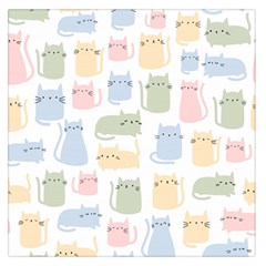 Cute Cat Colorful Cartoon Doodle Seamless Pattern Large Satin Scarf (square) by Vaneshart