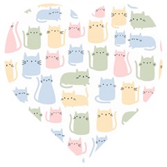 Cute Cat Colorful Cartoon Doodle Seamless Pattern Wooden Puzzle Heart by Vaneshart