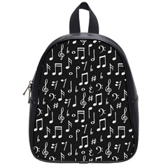 Chalk Music Notes Signs Seamless Pattern School Bag (small) by Vaneshart