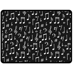 Chalk Music Notes Signs Seamless Pattern Fleece Blanket (large)  by Vaneshart