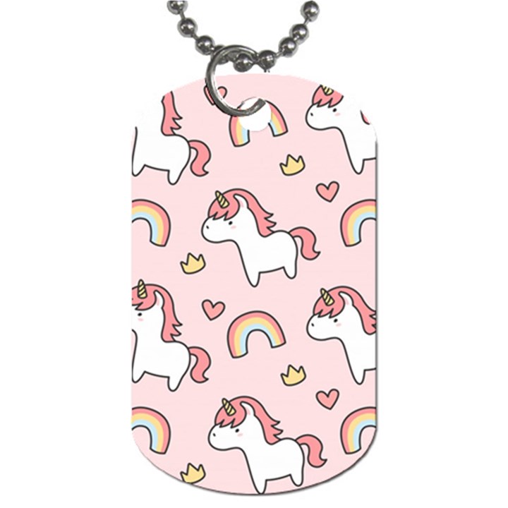 Cute unicorn rainbow seamless pattern background Dog Tag (Two Sides)