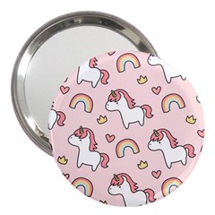 Cute Unicorn Rainbow Seamless Pattern Background 3  Handbag Mirrors