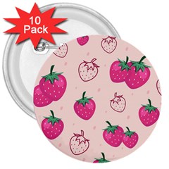 Seamless Strawberry Fruit Pattern Background 3  Buttons (10 Pack)  by Vaneshart