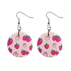 Seamless Strawberry Fruit Pattern Background Mini Button Earrings by Vaneshart