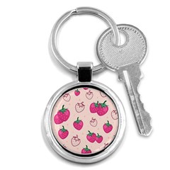 Seamless Strawberry Fruit Pattern Background Key Chain (round) by Vaneshart