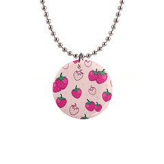 Seamless Strawberry Fruit Pattern Background 1  Button Necklace by Vaneshart