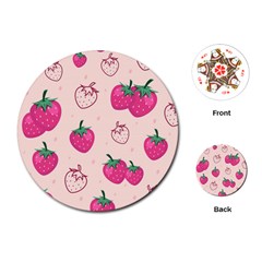 Seamless Strawberry Fruit Pattern Background Playing Cards Single Design (round) by Vaneshart