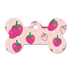 Seamless Strawberry Fruit Pattern Background Dog Tag Bone (two Sides) by Vaneshart