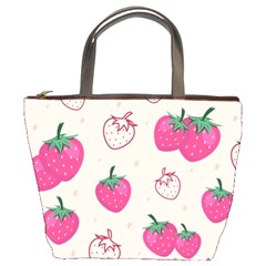 Seamless Strawberry Fruit Pattern Background Bucket Bag by Vaneshart