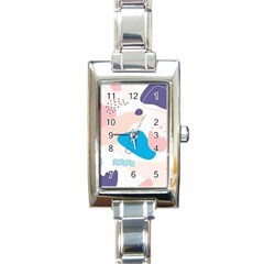 Hand Drawn Abstract Organic Shapes Background Rectangle Italian Charm Watch by Vaneshart