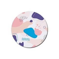 Hand Drawn Abstract Organic Shapes Background Rubber Coaster (round)  by Vaneshart