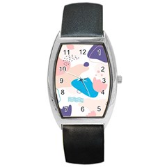 Hand Drawn Abstract Organic Shapes Background Barrel Style Metal Watch by Vaneshart