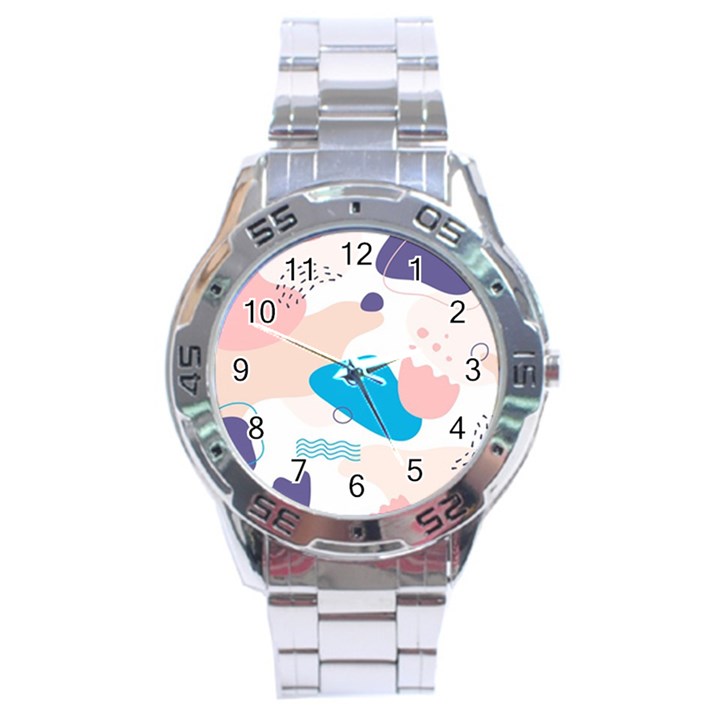 Hand drawn abstract organic shapes background Stainless Steel Analogue Watch