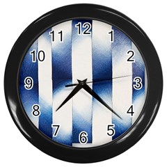 Blue Strips Wall Clock (black)