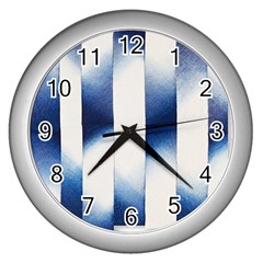 Blue Strips Wall Clock (silver) by Sparkle