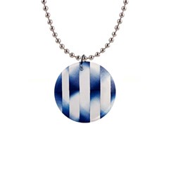 Blue Strips 1  Button Necklace by Sparkle