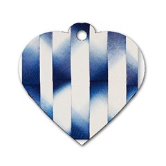 Blue Strips Dog Tag Heart (two Sides) by Sparkle