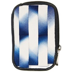 Blue Strips Compact Camera Leather Case by Sparkle