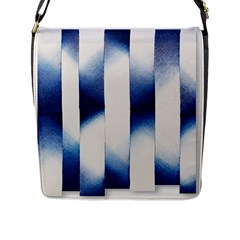 Blue Strips Flap Closure Messenger Bag (l) by Sparkle