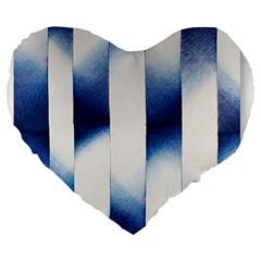 Blue Strips Large 19  Premium Flano Heart Shape Cushions by Sparkle