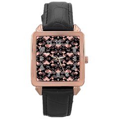 Shiny Hearts Rose Gold Leather Watch  by Sparkle