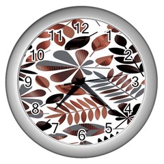 Shiny Leafs Wall Clock (Silver)