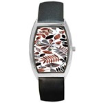 Shiny Leafs Barrel Style Metal Watch Front