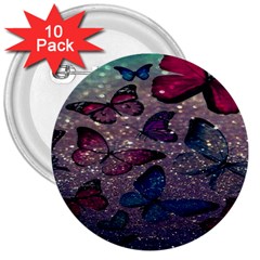 Glitter Butterfly 3  Buttons (10 Pack)  by Sparkle