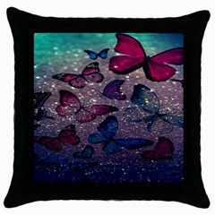 Glitter Butterfly Throw Pillow Case (black) by Sparkle