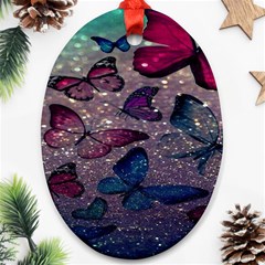 Glitter Butterfly Oval Ornament (two Sides) by Sparkle