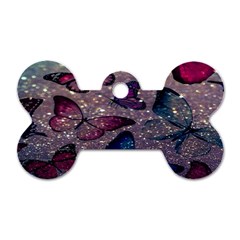 Glitter Butterfly Dog Tag Bone (one Side) by Sparkle