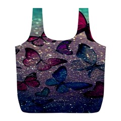 Glitter Butterfly Full Print Recycle Bag (l) by Sparkle