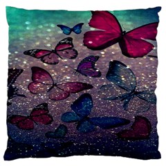 Glitter Butterfly Large Flano Cushion Case (one Side)