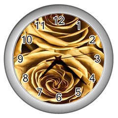 Gold Roses Wall Clock (silver) by Sparkle