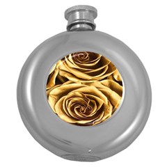 Gold Roses Round Hip Flask (5 Oz) by Sparkle