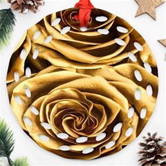 Gold Roses Ornament (round Filigree) by Sparkle