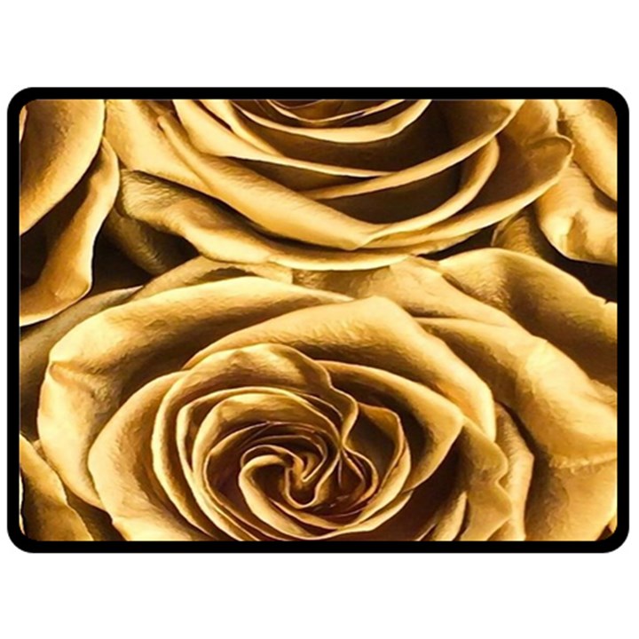 Gold Roses Double Sided Fleece Blanket (Large) 