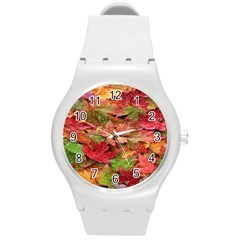 Spring Leafs Round Plastic Sport Watch (m) by Sparkle