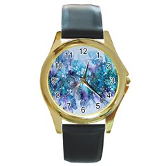 Sea Anemone  Round Gold Metal Watch