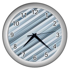 Modern Stripes Print Wall Clock (silver) by dflcprintsclothing