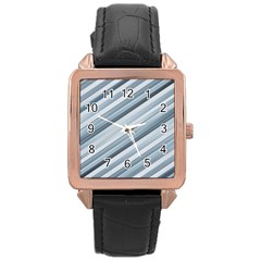 Modern Stripes Print Rose Gold Leather Watch 