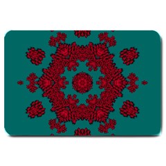 Cherry-blossom Mandala Of Sakura Branches Large Doormat  by pepitasart