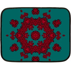 Cherry-blossom Mandala Of Sakura Branches Fleece Blanket (mini) by pepitasart